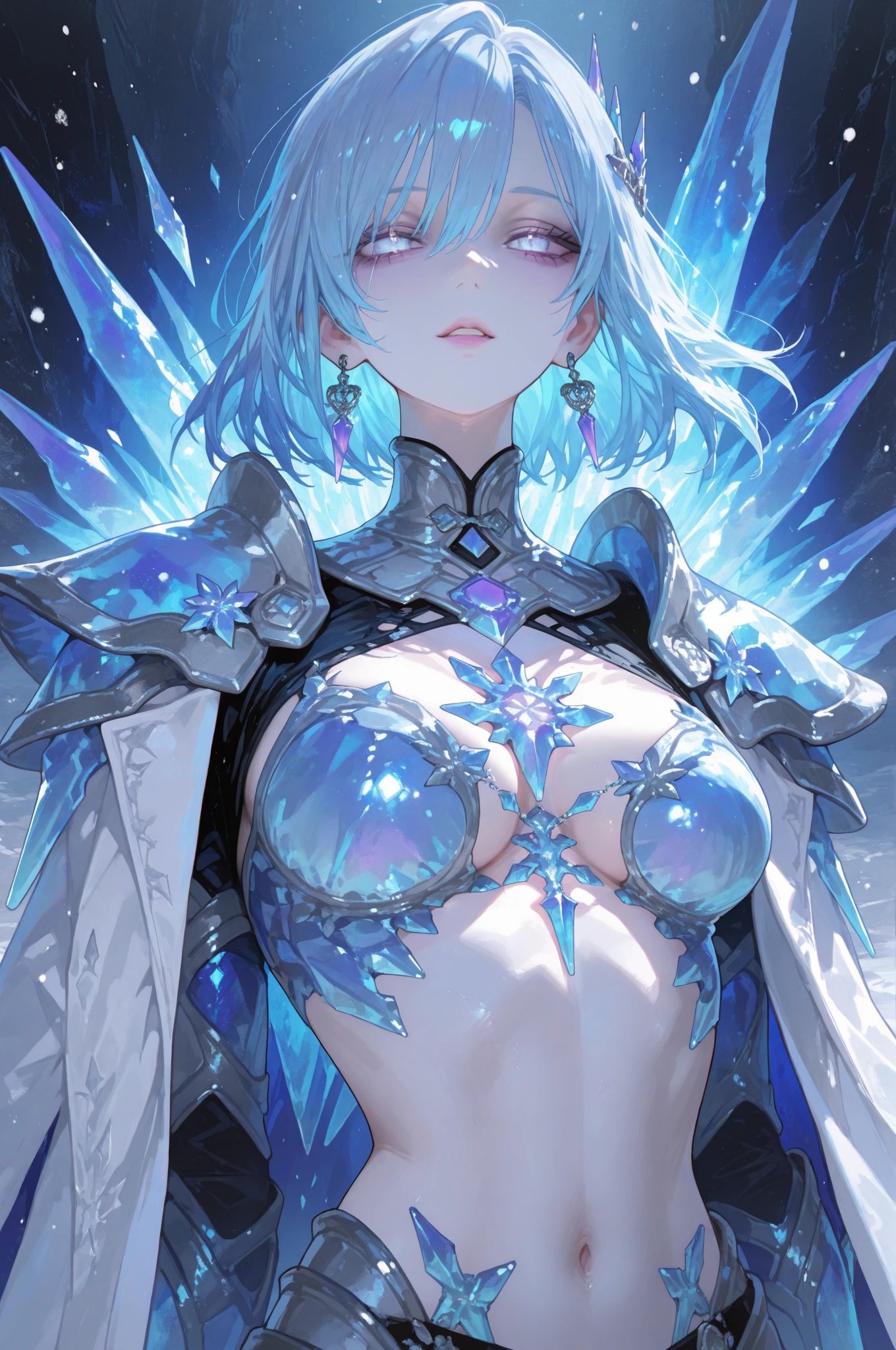 (((masterpiece))), (((highest quality))), ((ultra-detailed)), ((super fine illustration)), ((ultra-fine painting)), (Diagonal angle:1.8), (upper body:1.8), (Highly detailed and delicate illustration style:1.8), detailed skin texture, detailed metal texture, detailed cloth texture, extreme detailed description, (T-masterpiece), original, raw photo, professional, Intricate details, super details, (16-years-old), (sexy), (sexy), real, (Solo:1.5), (A very beautiful and intelligent mechanized angel girl who is the head court mage) BRAKE (Beautifully shaped breasts), (Beautifully shaped small buttocks), (Highly detailed and perfect symmetrical large white wings:1.4), (Very detailed and delicate beautiful shiny silver short hair that shines in rainbow colors, colorful short hair:1.4), (Beautiful clear blue eyes that shine with great detail:1.4), (Highly detailed face:1.4), (Very detailed, beautiful and perfect hands:1.4), (Very detailed, beautiful and perfect fingers:1.4), (Very detailed, beautiful and perfect fingertips:1.4), (perfect anatomy:1.4), (Perfect symmetrical wings:1.4) BRAKE ((sophisticated mechanism:1.4))Smooth and menacing design, (A highly detailed and beautiful ice and thunder magic divine mechanical armor dress that shines in sapphire blue and pearl white exclusively for the head court mage:1.4) BRAKE concept-art, Detailed science magic fantasy art, (Cool Magic Casting Pose:1.4) BRAKE (Highly detailed and beautiful magic circle:1.4), No robot, (16K highest quality wallpaper:1.4), (Highly detailed and beautiful starry sky background:1.4) BRAKE NSFW BRAKE