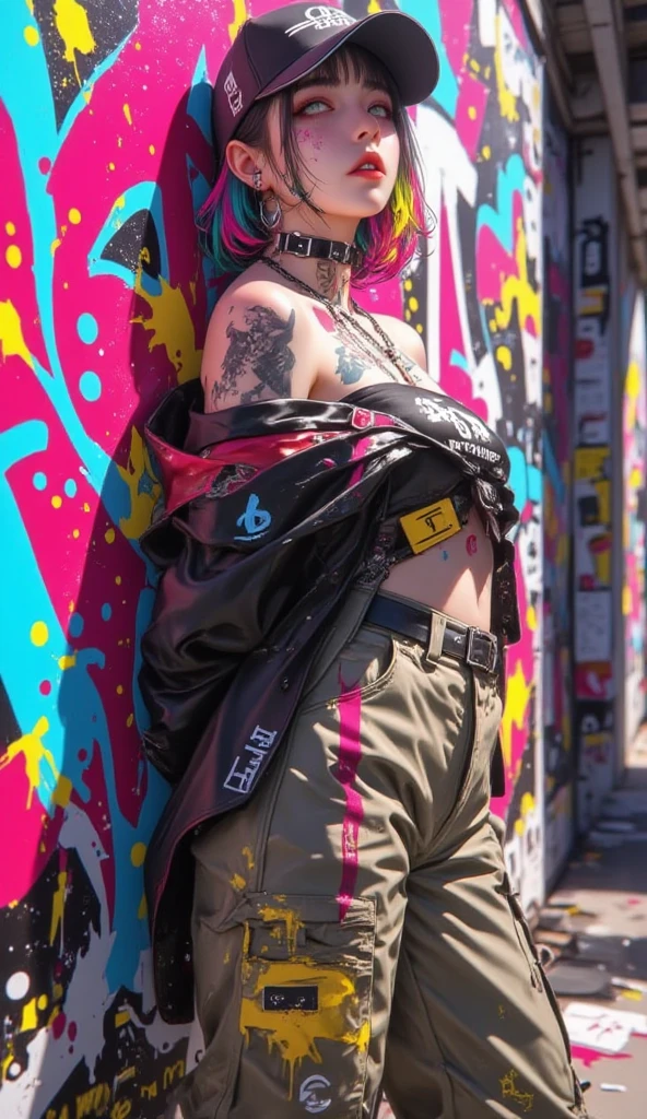 a woman in a pink bikini and black jacket sitting on the street, cyberpunk art style, cyberpunk 2 0 y. o model girl, hyper-realistic cyberpunk style, cyberpunk vibes, cyberpunk style ， hyperrealistic, cyberpunk beautiful girl, cyberpunk art ultrarealistic 8k, cyberpunk girl, cyberpunk art, female cyberpunk anime girl, in cyberpunk style, cyberpunk judy alvarez