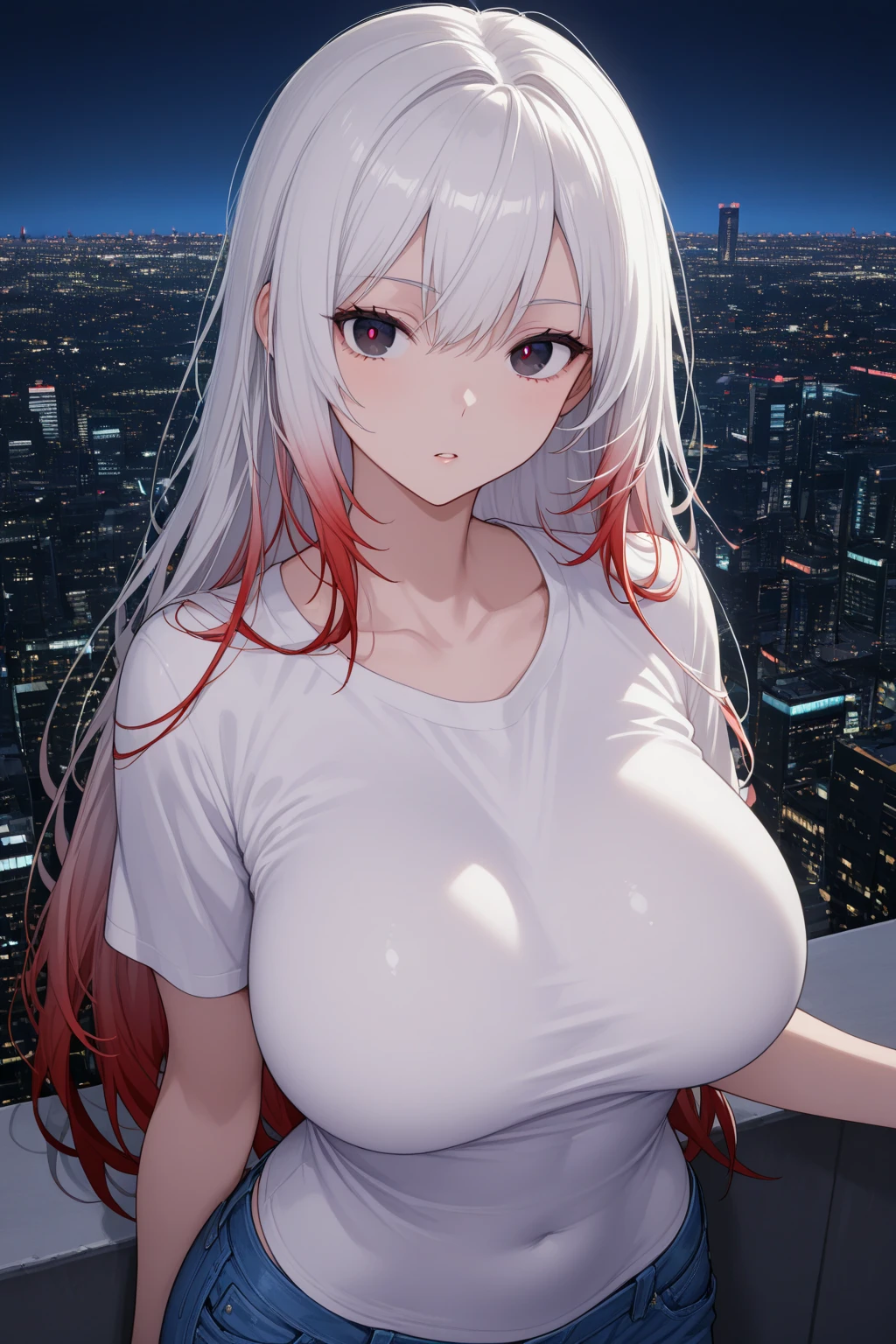 1girl,ayachi nene, <lora:AyachiNeneV1:0.9>, large breasts, huge ahoge,hoodie,headphones around neck, outdoors,street,city,white hair,