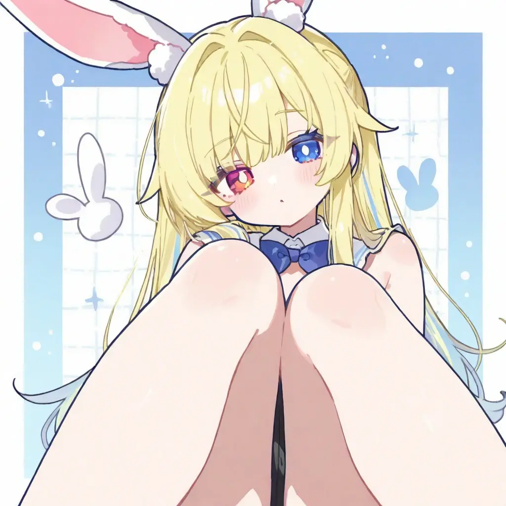 nsfw,(Petite),(Crossdresser),((Penis in crotch))blonde low twintails,lips,Sweat,White Breath,(Anal Sex),bed,Highest quality,dorsal position,Viewers from the side,Bunny costume