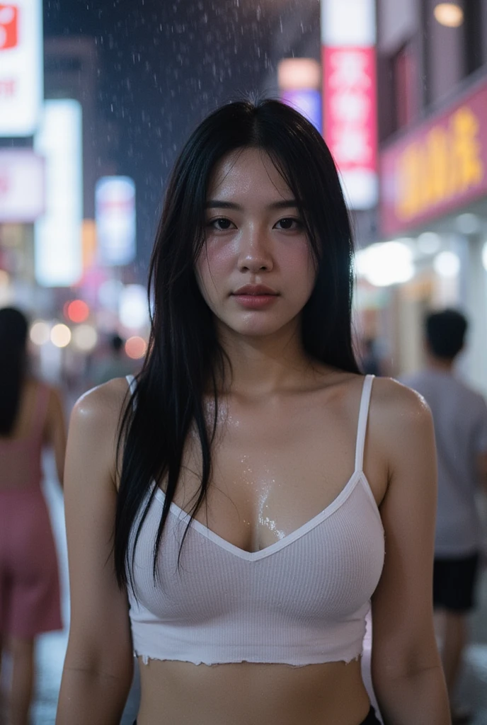 thaifacemixx, lady, posing seductively to viewer, solo:1, woman nsfw, pov, beautiful thick thighs,
red light district background, long hair, 3/4 body, V neck mini hot shorts