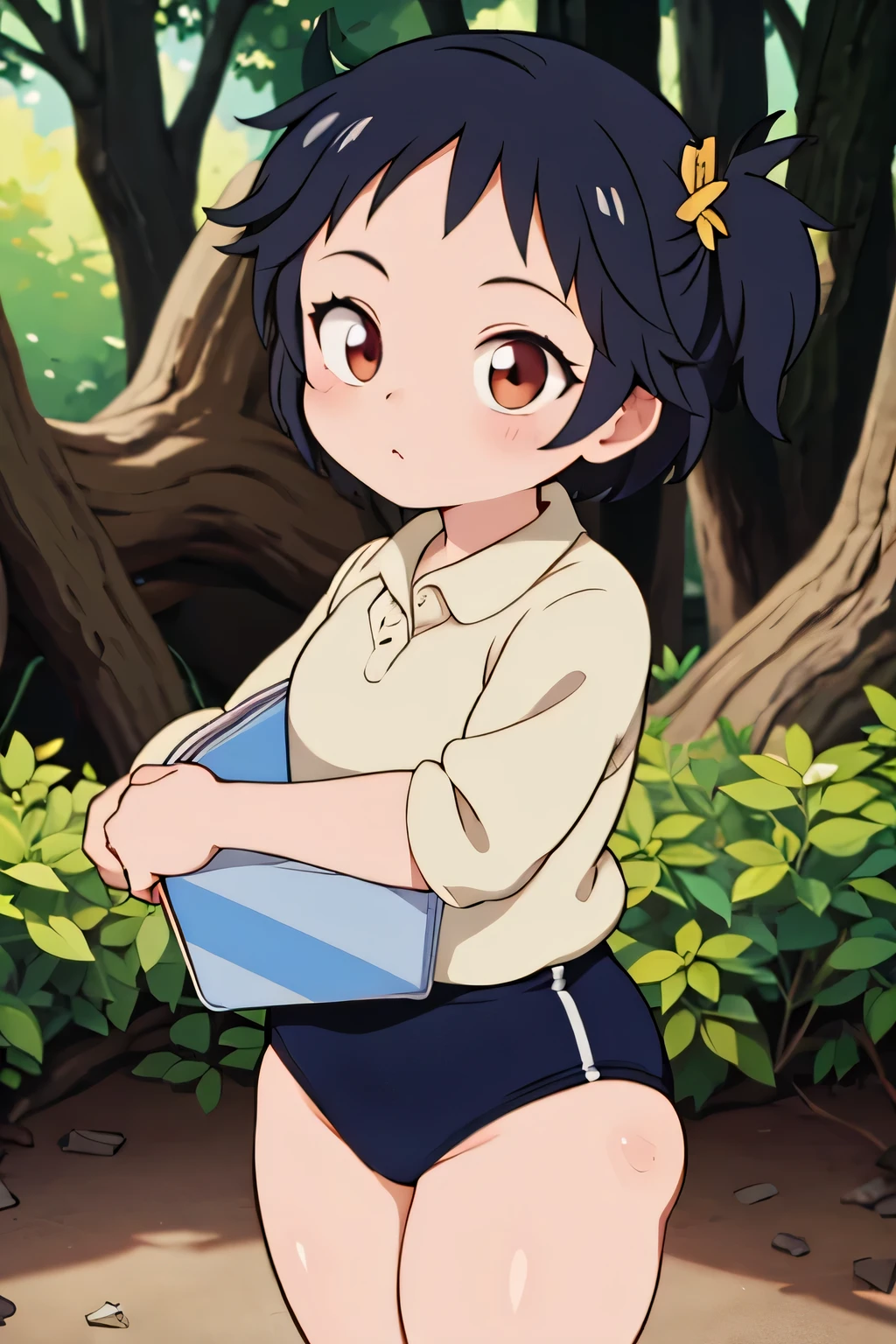 ((Masterpiece)), (best quality), 1girl, JuriAndou, smile, happy, beautiful outdoor setting, glasses, backpack, bus stop,shy, smiling , tears, upskirt focus view, green striped panties, panties close focus, under view, skirt lift, lowered panties, front view, wet legs