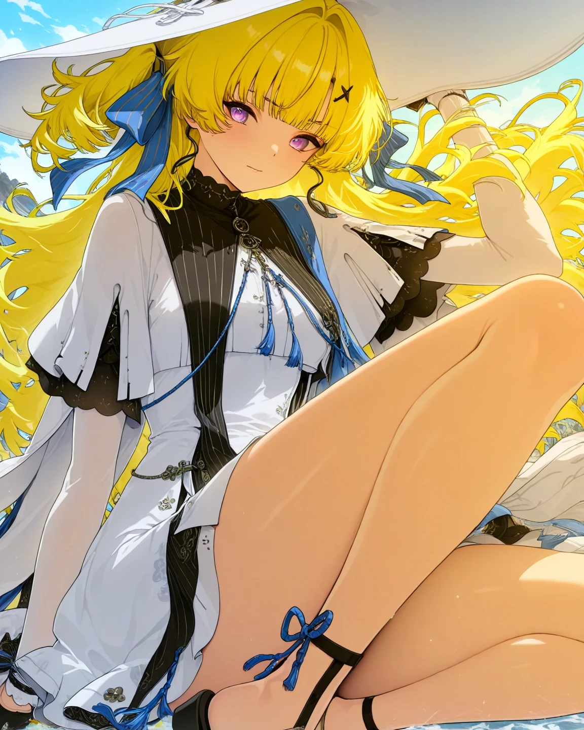 (masterpiece:1.4),, (highest quality:1.4),, Ultra-high resolution,, 8k, CG,, (Very delicate and beautiful:1.2),, One Girl,A fleeting look,Colored pencil drawing,Line art,(Adjust the pen pressure and line thickness、Creates fine shadow intensity),View Viewer,, ,Mature Girls,, , cute, sweet,, , In the wheat field,, Blurred Background,spread short blonde hair,Mouth opened, Red lips,, , Face blown by the wind,, , White Dress,, (legs up over head:1.2),(spread legs:1.1),
