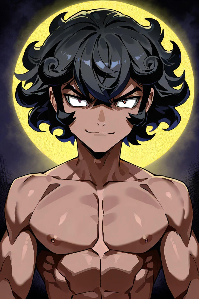 highres,Masterpiece， Best quality at best,Best Quality,hight quality, hight detailed, boy, 1boy, solo, male focus, looking at viewer, upper body, slim body, medium body, armpit,  (showing armpit:1.3), Close-up the armpit, (shirtless, topless, bare chest), yuno, black hair, yellow eyes, hair between eyes, Cute face, adorable