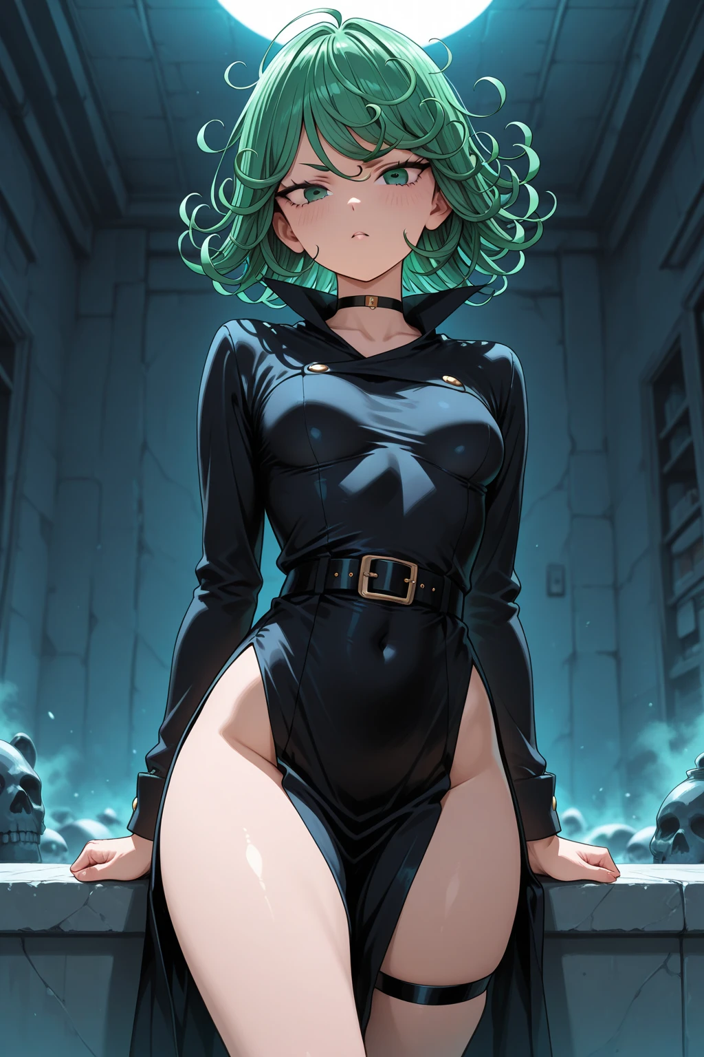 Tatsumaki , Dynamic positions have a golden part, fragile physique, Street, floats in the air, close up portrait, stands leaning towards the floor, beautiful , White Nurse's Coat, Short skirt, breasts fall out from under the robe, leans forward, very erotic, arches in the back, Portrait of a girl, standing in a sexy pose, leans forward, beautiful фигура, buttocks, beautiful грудь, very sexy, the texture is very durable,The picture is very clear and concise,incredibly beautiful,Temperament elegant,in a spacious room, нежное выражение лица Tatsumaki из One Punch Man, short green hair, green eyes, , heels, full body view, smiling, dynamic pose, Tatsumaki из One Punch Man, short green hair, green eyes, ,dynamic view, (masterpiece, Best quality:1.2),