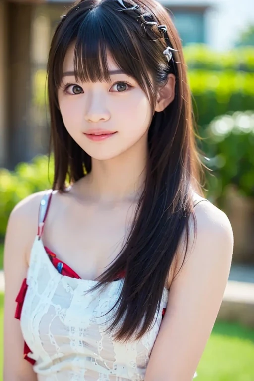 masutepiece, Best Quality, 8K, 18year old, Teen, Raw photo, absurderes, award winning portrait, ssmile, Solo, Idol face, nudde, a baby face, Delicate girl, Upper body, Digital SLR, Looking at Viewer, Candid, Sophisticated, zora々Right, Thin arms, Professional Lighting, Film grain, chromatic abberation, (Eyes and faces with detailed:1.0), (Bokeh:1.1), Japanese high school  girl、student clothes、