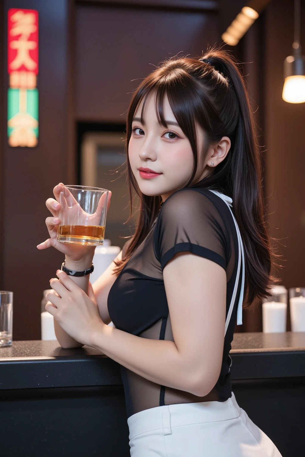 (fantasy:1.5),(anime,8k,masterpiece, top quality, best quality,beautiful and aesthetic:1.2,professional illustrasion:1.1,ultra detail:1.3,perfect lighting),extremely detailed,highest detailed,incredibly absurdres , highres, ultra detailed,intricate:1.6,(Alchemy Workshop:1.4),(A girl mixing Medicine in many small bottles,holding small potion),colorful:1.4,zentangle,(highly detailed beautiful face and eyes,firm breasts),oily skin,(black,hair,short bob with short pony tail hair)),thin pubic hair,cute,lovely,17 years old girl,alchemist costume,random Clothing,smile,in the kitchen,smile,seductive smiling,(with sparkling eyes and a contagious smile), Looking at Viewer,
