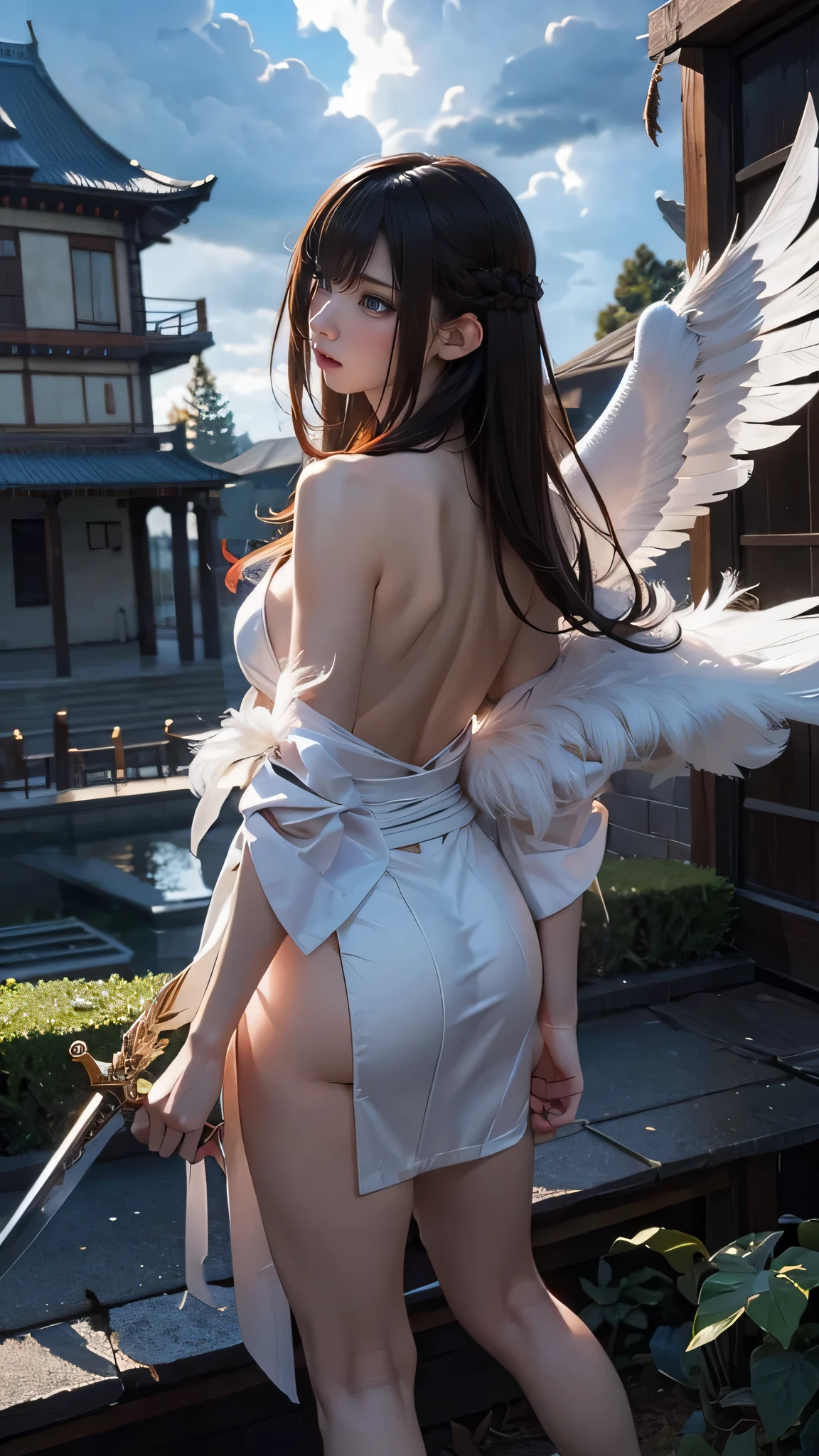 (masterpiece:1.2), (top quality:1.2), (ultra high definition), (8k, uhd), (Is it realistic?1.4), RAW photos, (realistic _ Realistic raw photos), (1 girl),ari_(League of Legends), looking straight ahead, (interview), Beautiful, detailed eyes, delicate and beautiful face, Floating, (High saturation), (shining), cowboy shot, big bust, beautiful eyes, beautiful nose , beautiful mouth, pink lips, realistic인 완벽한 몸매, Slender, smooth, pretty legs, Chubby and pretty butt, face mark, many tails, fox tail, Han bok, clevage, exposed shoulders, separated sleeves
