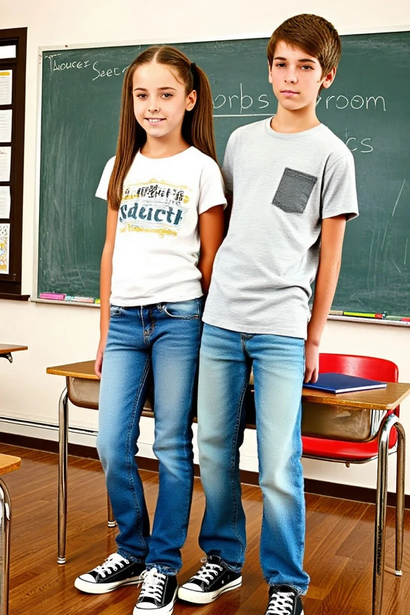 ((best quality)), ((masterpiece)), (detailed), perfect face.
At school, a boy stands in a singing line and a girl sings in front of him.