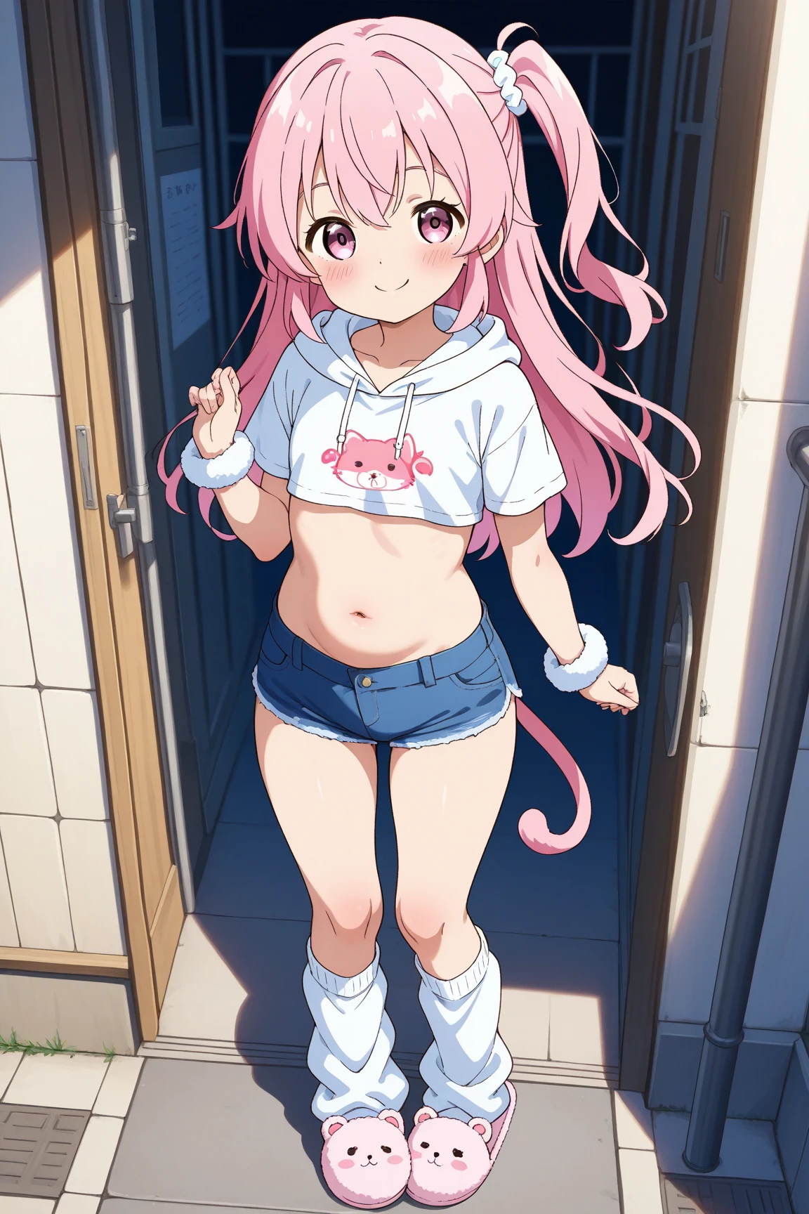haru urara \(umamusume\), masterpiece, highest quality, super detailed face, whole body,underwear,(underwear),horse tail, fine and clear eyes, frontage, smile, open your mouth