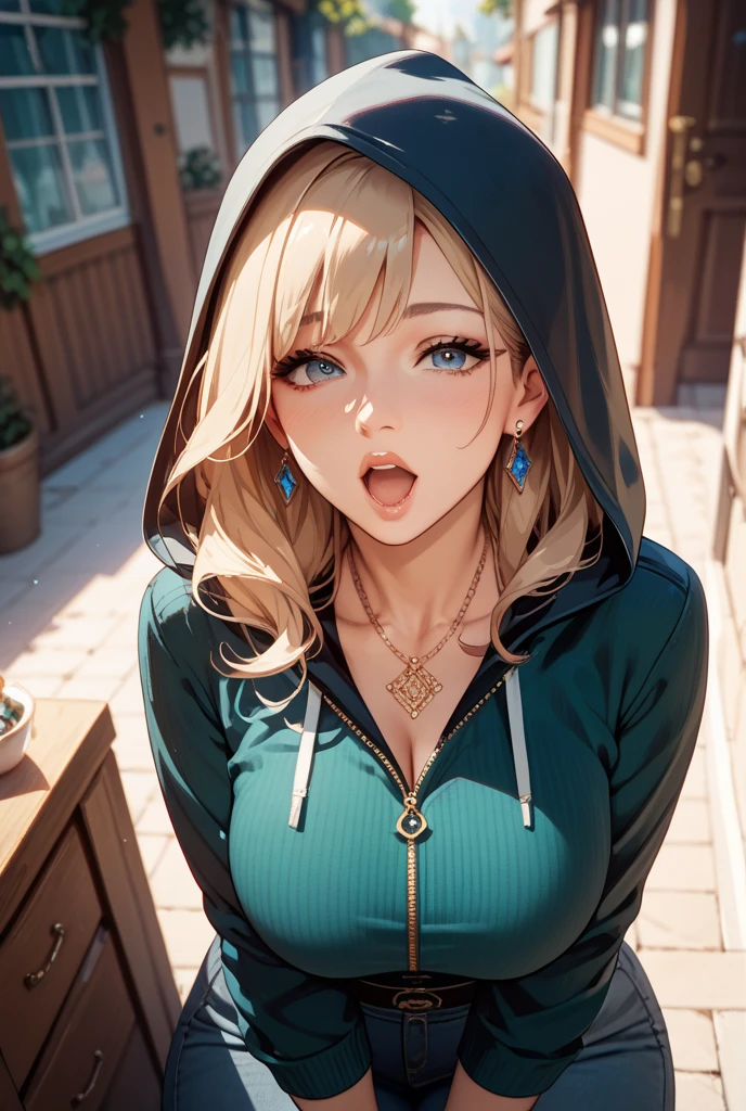 beautiful, (Masterpiece), Best Quality, (extremely detailed face), extremely detailed eyes, perfect lighting, General detail, detailed, deep skin,textured skin,
,Bear costume ,black Bear costume, long sleeves, hood up,,mauve , wide, green eyes, big smile,in bed ,sitting between pillows,
,