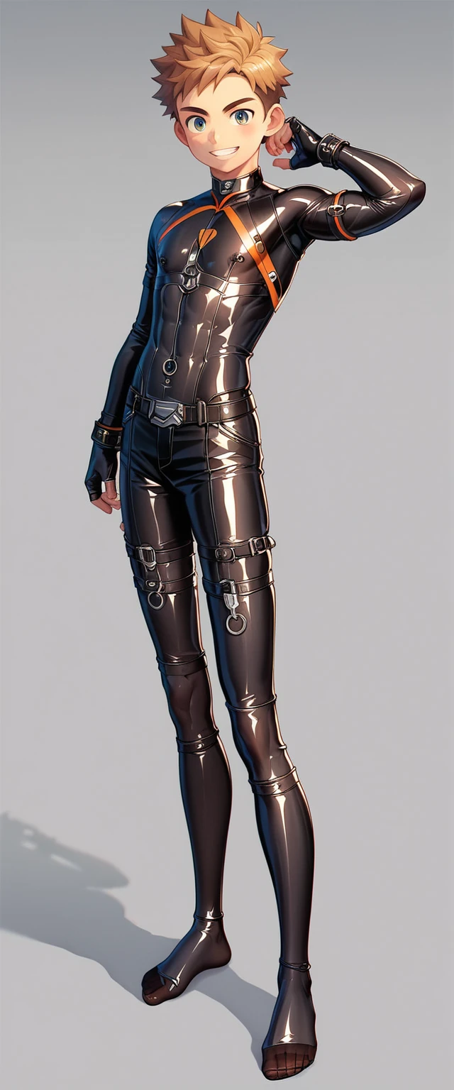 female adventurer white silver short bob hair cut, full body, game art style, (masterpiece), colorful clothing, scarves, leather belts, half skirt over pants and boots, flowing blouse and leather corset, best quality, highres, 4k, 8k, Detailed Illustration, intricate detail, cinematic lighting, amazing quality, 1girl, fit female, amazing shading, soft lighting, facing camera, perfect eyes, gantz suit armor torn apart, (grey background)