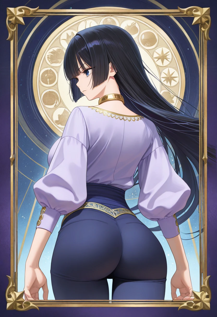 absurd res, high res, (masterpiece:1.4), ultra-detailed, 2girls, from behind, space, floating, snow white kimono, snow white dress, black bra, light black hair, yellow eyes, hands out of frame, furry ears, slightly open kimono, fox ears, medium breasts, boobs, yellow eyes, kimono falling from shoulders, bare shoulders, bare legs, bare back, bare back dress, round ass, squeezing ass