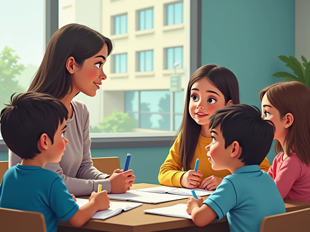 create an image that relates teaching, children with disabilities and children without disabilities