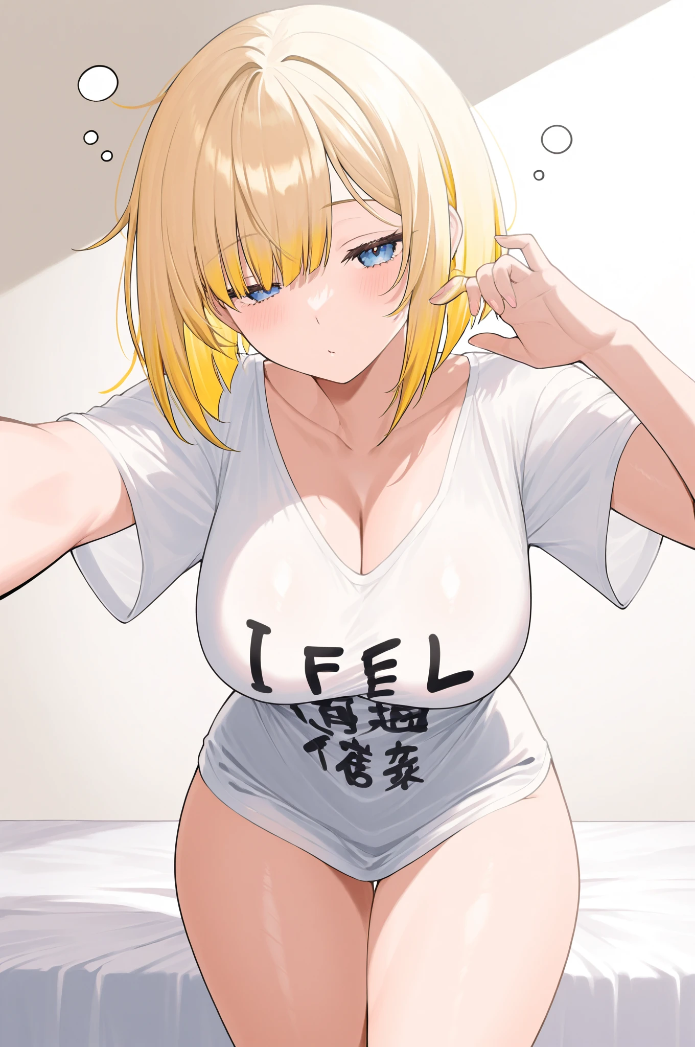 (POV from above), (Best quality: 1.5), (masterpiece: 1.5), (2.5D), (good definition), (detailed face), (well-drawn face), (vivid colors), (1 character) , (exaggerated proportions), (hentai), (perfect anatomy), (character in the center), (absurd), (4k wallpaper), (detailed eyes), (perfect hands), (perfect fingers), (skin beautiful), (glowing skin), (perfect shadows), (perfect lighting), (full body), (beautiful eyes), (masterpiece), (voluptuous body), (pretty face), adult woman, seductive MILF, Face Mature MILF, mature woman, blonde hair with a low and slightly disheveled ponytail, green eyes, wears glasses, wears a set of leggings and a long T-shirt, embarrassed and nervous expression, huge breasts, huge thighs, huge butt, voluptuous body, good proportions, him traveling in a train rhodium-plated with many men with censored and pixelated faces