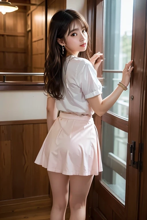 Cute Girls、Idol、high school girl、mini skirt、See-through、Back view