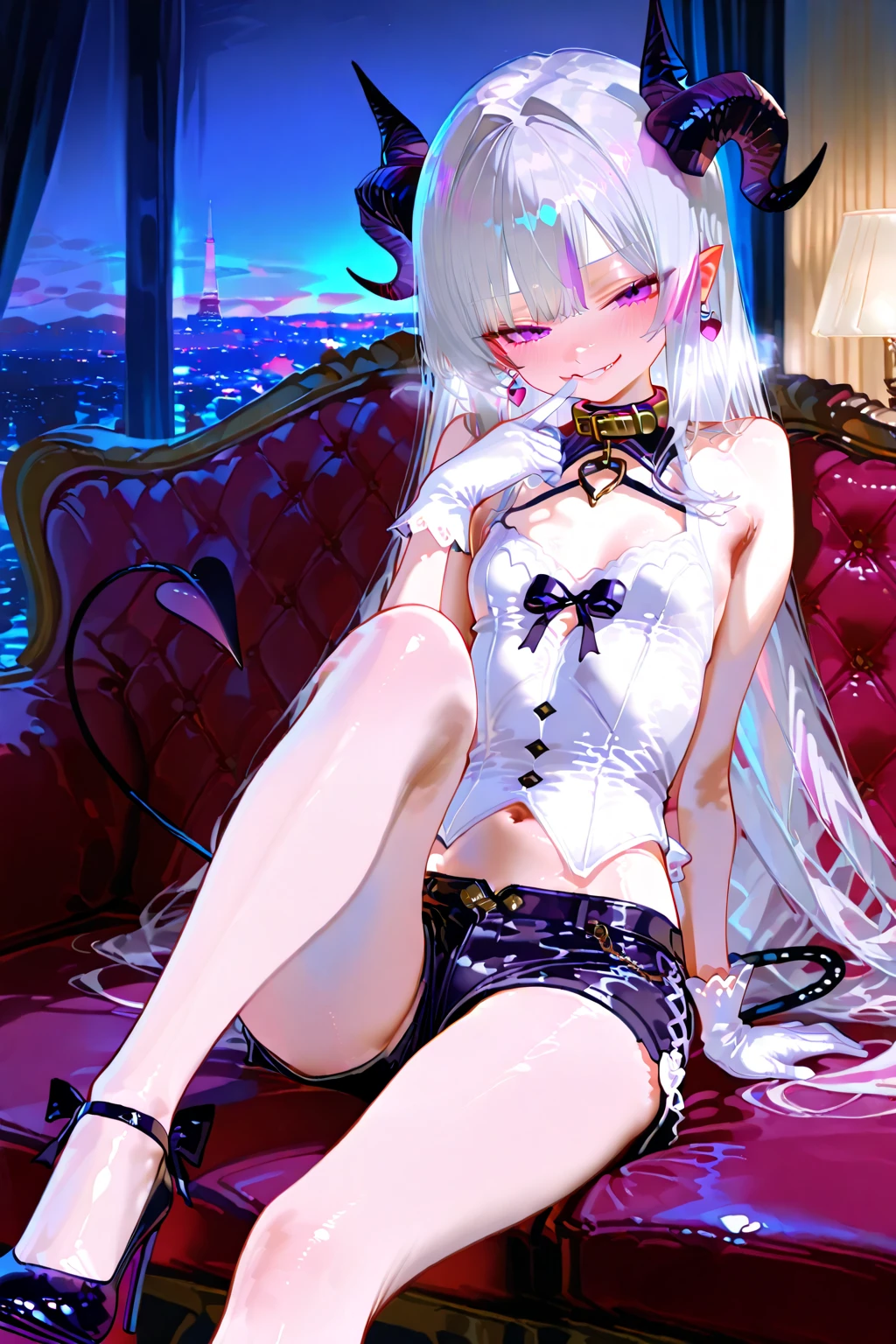 tarot card, Model: long wavy hair, full scarlet dark lips, Smoky eyes, BREAK,, Broken glass, crystals, neon lights, BREAK, Polychromatic geometric patterns,Heart, Arms and legs, BREAK, Accessories: Chrome-plated chains with torn body, Silver Choker, black feathered white black wings, Naked, Topless, naked body,BREAK,on chair, looking forward. tmasterpiece, Masterpiece quality , full body, elf
