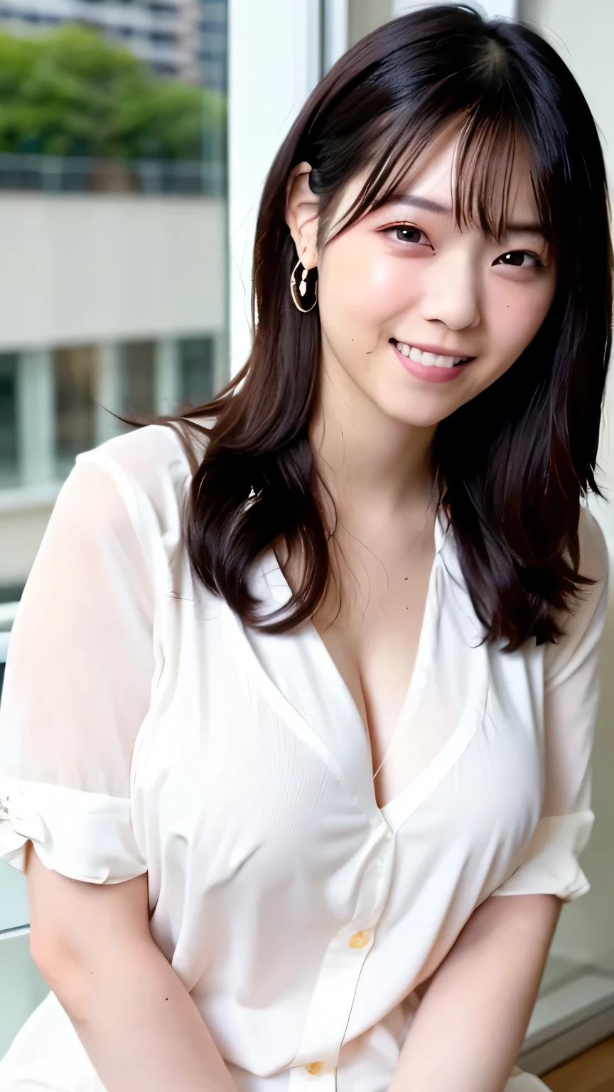 Medium Size Display, Full Body Shot, Depth of the written border, bust, Upper Body, Movie angle, masterpiece, Highest quality, Very detailed, CG, 8k wallpaper, Beautiful Face, Delicate eyes, Otome, alone, smile,Tight dress,Riding a motorcycle、Overweight, Very fat, Chubby,4K, High resolution, masterpiece, Highest quality, Fine skin, Sharp focus, (Cinema Lighting)