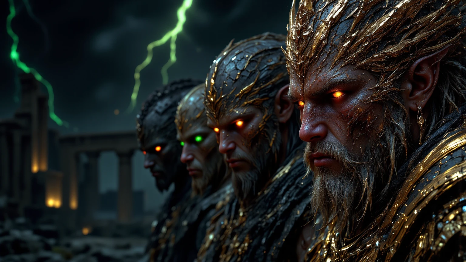 there are many people with strange looking heads and long hair, warhammer 4k, by Fyodor Vasilyev, from a 2 0 1 9 sci fi 8 k movie, squid game, dystopian digital art, zoidberg, wearing dark maritime clothing, subtle lovecraftian vibes, cute cyber gods, video game render --auto --s2
