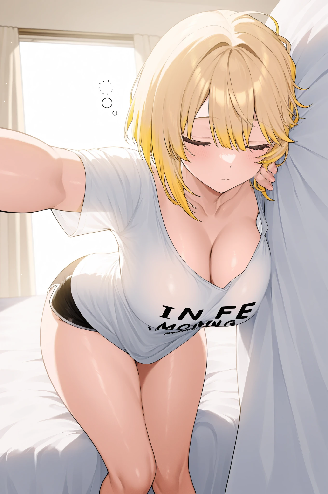(masterpiece), (Highest quality), Perfect Eyes, Perfect Face, Volumetric lighting, One Mature Woman, lingerie, smile, Blushing, Sweat, Huge breasts, Thick body, Bedroom, semen, Lots of sperm, Projectile, A large amount of sperm from the vagina, insemination, Ora！！Impregnation！！.