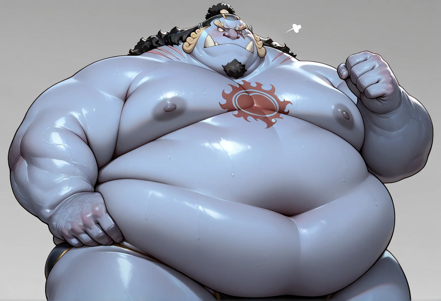 solo, 1boy, (jinbei:1.2, park, blue skin, shorts, smile) (muscular, pectoral, chubby) (topless, shirtless), park background, masterpiece, high detailed, 8k, high resolution
