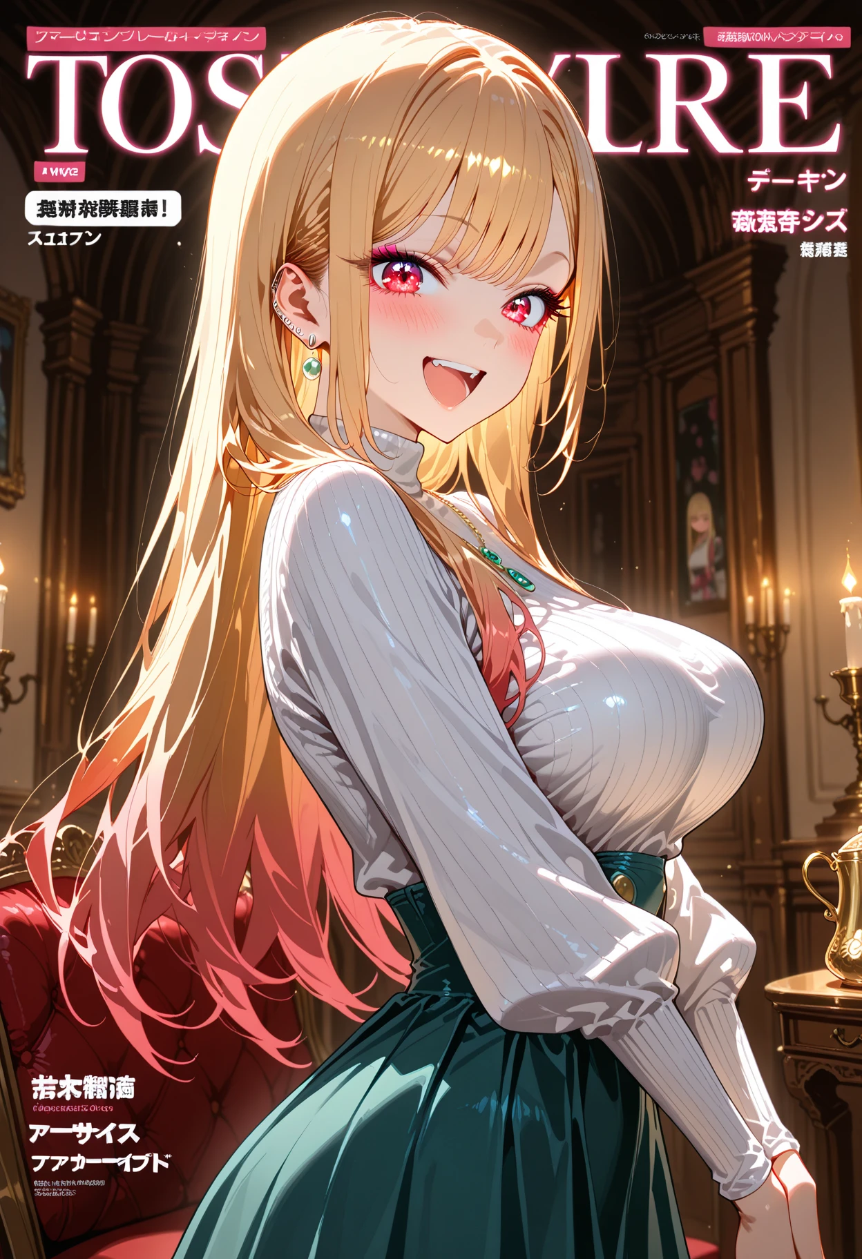 blonde, bright eyes, ?????, 光沢のある??????、(masterpiece),(highest quality:1.0), (ultra high resolution:1.0), Detailed form, 8k, anime, masterpiece, brown eyes、??????、attractive woman provocative look blushing sexual expression wavy hair とてもbig breasts Fair skin highly detailed chest very fine eyes her cheeks are flushed show your chest chest to chest I'I'm shy Photo from above the waist, I'I'm trembling,大きい??????,big breasts,Saliva's enchanting smile,Ahegao, blush, Sweat, open your mouth, roll your eyes, tears, stick out tongue,1 girl,bishojo,in the meadow, Super high quality(8K) masterpieceベストクオリティ 柔らかくてbig breasts, highly detailed sleepy red eyes 光沢のある大きい??????, Highly detailed wavy long hair, beautiful night sky High definition clear white skin red cheeks troubled face Always detailed sleepy look thick red eyebrows