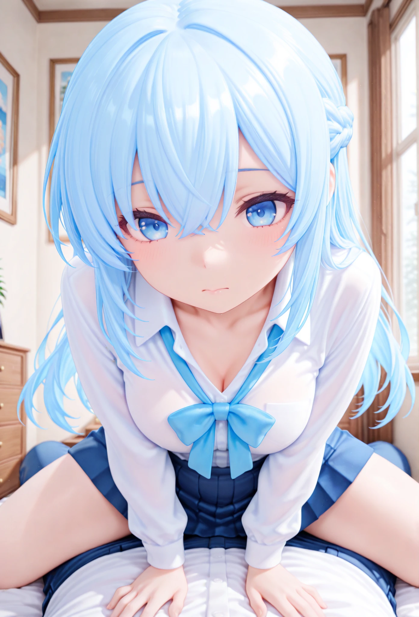 1 boy, fellatio, penis、(highest quality)), ((masterpiece)), (Familiar), Perfect Face、throw,1 boy, penis, Chest Blowjob, Paizuri, penis is between breasts, penis in breasts, Breast compression, Blowjob,Shiny skin,Beautiful breasts,how,Shiny skin、Kyoto Animation style painting、bed、Kneel、glans licking、Oral Service、Top view、Handjob and licking、Close angle,cum,service ,suit,Fishnet tightoment of、Rem from Re:Zero