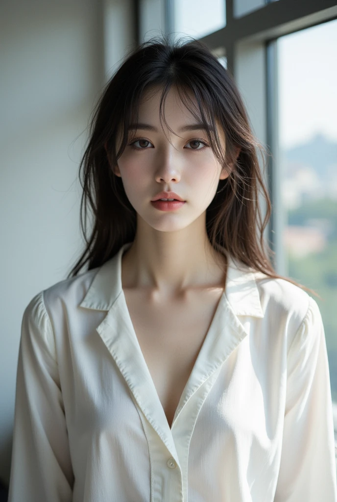 (((HD photo))), ultra high res.photorealistic:. 1.4, UHD, masterpiece, trending on artstation, portrait, closeup of face and cleavage, 1girl, pretty, cute face, most beautiful in the world, soft, delicate, (medium red hair), perfect figure, (wearing white doctor uniform:1.2), stethoscope:1.4, medical fetish, examination, sunkissed, hospital ward background, sfw
