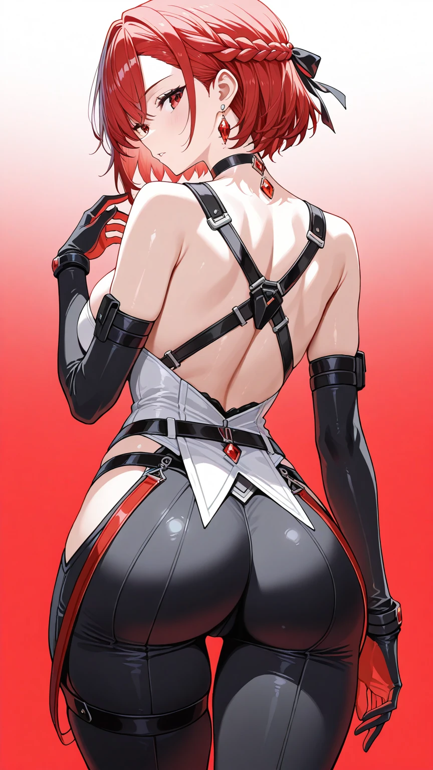 (Masterpiece),Best Quality, ultra-detailed, perfect hands (Delicate finger expression),perfect legs, Delicate eye expression, delicate face expression, female, jessie, long hair slicked back , blue eyes(empty eye),naked body,Slender and sexy body, Moderate and pretty breasts,Blank face, closed mouth, Solo, nude,white team rocket uniform, dynamic pose, ambient lights, detailed, short black gloves, red r on clothing, skirt lift, cowboy shots, bedroom, standing,  Sexy waist teasing,