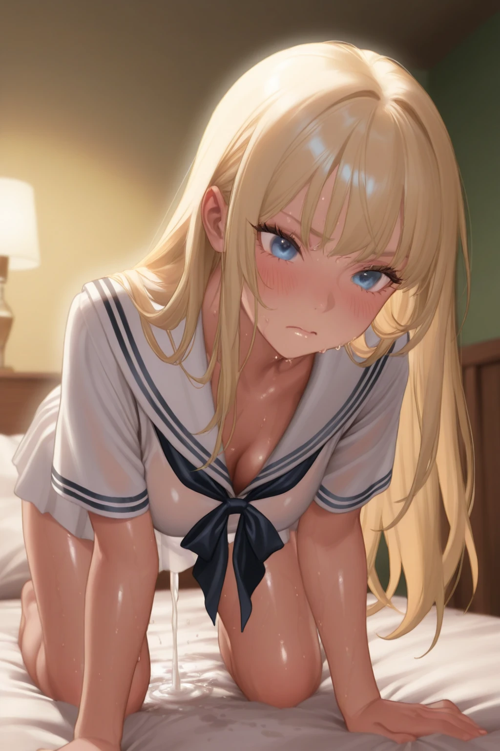 Klaudia valents, Surrounded by a lot of men at the hotel, Blonde, Straddling a man's lower abdomen, Inserting the penis into the vaginal opening, Sperm drips from the vaginal opening, Spread your legs,Small breasts, White ribbon, naked, Crying face, Open your mouth