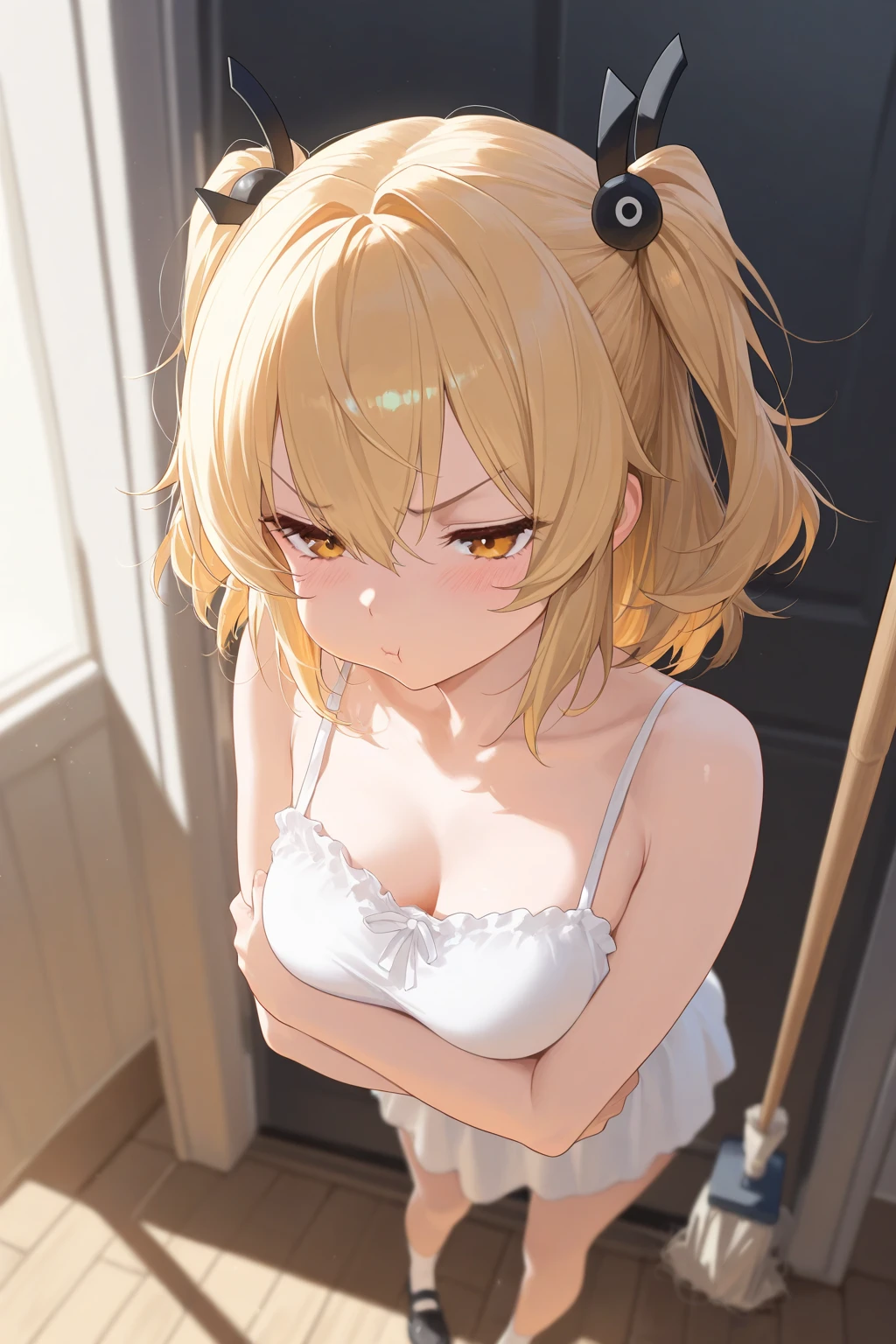 (Highest quality)), ((masterpiece)), (Familiar), Perfect Face,Glowing Skin,Beautiful breasts,how,Glowing Skin、Kyoto Animation style painting、hair、Golden Eyes、Sunburned skin、night、Braided hair、Squat、Spread your legs、Sweat、Wet、
、Off-the-shoulder fishnet stockings、、White leotard、Sweatだく、Open your mouth、Double teeth、Cum in mouth