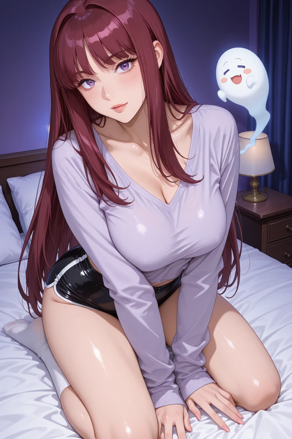 score_9, score_8_up, score_7_up, score_6_up, score_5_up, score_4_up, yu hee, golden eyes, red hair, long hair, thigh, lie, golden eyes, no underwear, beautiful vagina, beautiful eyes, blush, traditional Chinese room, night, beautiful breasts , shiny lips, shiny lips, wet vagina, penis between her breasts, breast sex, sperm, riding, smiling, satisfied.