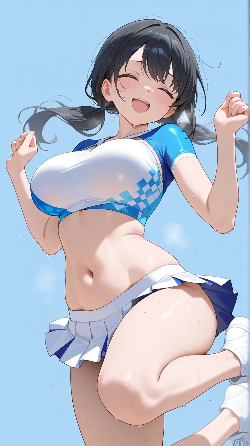 rosa,brown hair, Blue eyes, Hair bun, Yanggale, naked, underboob, super short skirts, pretty face, beutiful face,futanari, big penis, sports, cheerleader