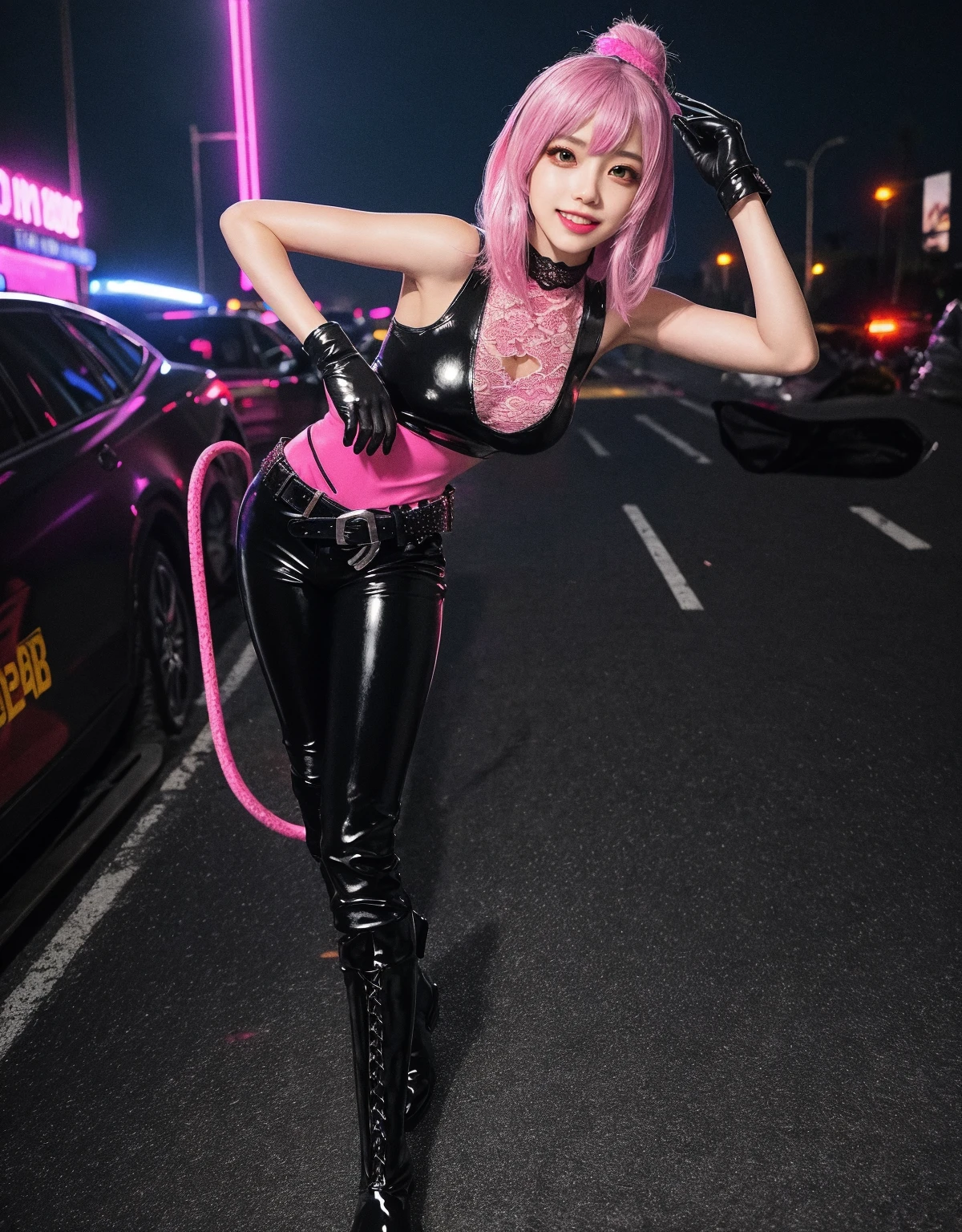 massive boots, leather stockings, wearing black boots, Wearing boots, high heels boots, thighhighs and skirt, High boots, Asian Girl, she wears boots, goddess of Japan, High Heel Boots, Korean Girl, Black boots, Asian, Japanese, long boots, Leather boots, ((Best Quality, 8K)), (Sharp Focus),((Slim abs :1.1, Highly detailed face and skin texture, Detailed eyes, Detailed body, Double eyelids)), ((doe eyes:1.2)), (dark brown hair), Perfect body, (Big Breast:1.2),(At the Motor Show:1.3), earrings, Bracelet, Necklace, Stockings, ((Shy)), (peopel watching), (Metallic Bikini Bottom), (Car behind), (8K, RAW Photos,Best Quality, High resolution:1.1), (hyper realisitic:1.4),(Realistic, Photorealistic:1.3), Soft light,Big breasts,girl,Realistic face,Realistic body,Realistic skin,absurdity,masutepiece,(Cute:1.8),(Big:1.2), Detailed black eyes,Innocent eyes,blusher,Flipping Mini Skirt,Cinema Lights,Film grain,Jewelry,earrings,((Medium Hair:1.1)),(((Floating Hair Novafrog Style)),cherry colored lips,Hair Ribbon,Hair Bow,Ponytail,close up,Pink hair,look at viewr,Long hair,Full body,Open lips,Top Teeth, (Smiling eyes:0.6), ((Grinning:1.2)),depth of fields, Blurred background, Eye focus, Bokeh,年轻, 85mm lens, F/1.4,Professional Lighting, 年轻,Portrait,Photon mapping,Radio City,Physically Based Rendering,japanes,Gal,strong breeze,Hand bra, (64k, RAW photo, best quality, masterpiece, realistic, photo-realistic:1.47), photo of a Japanese girl in a black((loose)camisole), Natural(mediuml breasts:1.35), (micro:1.4)lace panties, looking away, (kpop idol), ((lying on the bed)), lying, messy hair, medium hair, (pink blush), (lighting), [[open legs, spread legs]], (solo), dynamic pose, ((erectnipples)), (female pubic-hair), (puffy eyes:1.3), (slim legs), erotic, nsfw, HDR, highly detailed, ambient occlusion, natural, harmonious composition, fine art photography,