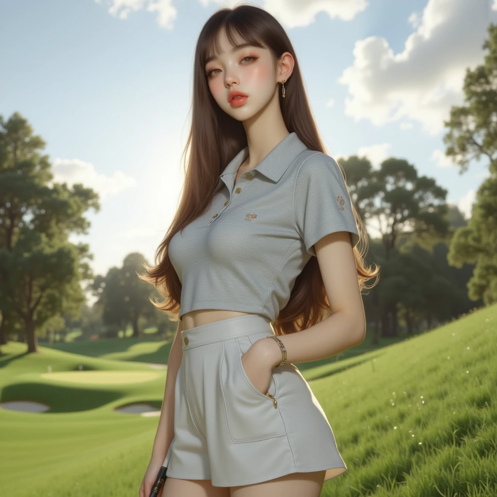 crop shirt, wearing sexy school outfit, masterpiece, best quality, ultra detailed, 1girl, long yellow hair, bangs, hair in the wind, green eyes, detailed eyes, bright eyes, shy, medium breasts, thin waist, big thighs, short school skirt, in a beautiful garden, flowers, butterflies, beautiful sunset, sitting, sensual pose, dynamic angle, cinematic effect, starry, stars, cloud, colorful, crop top