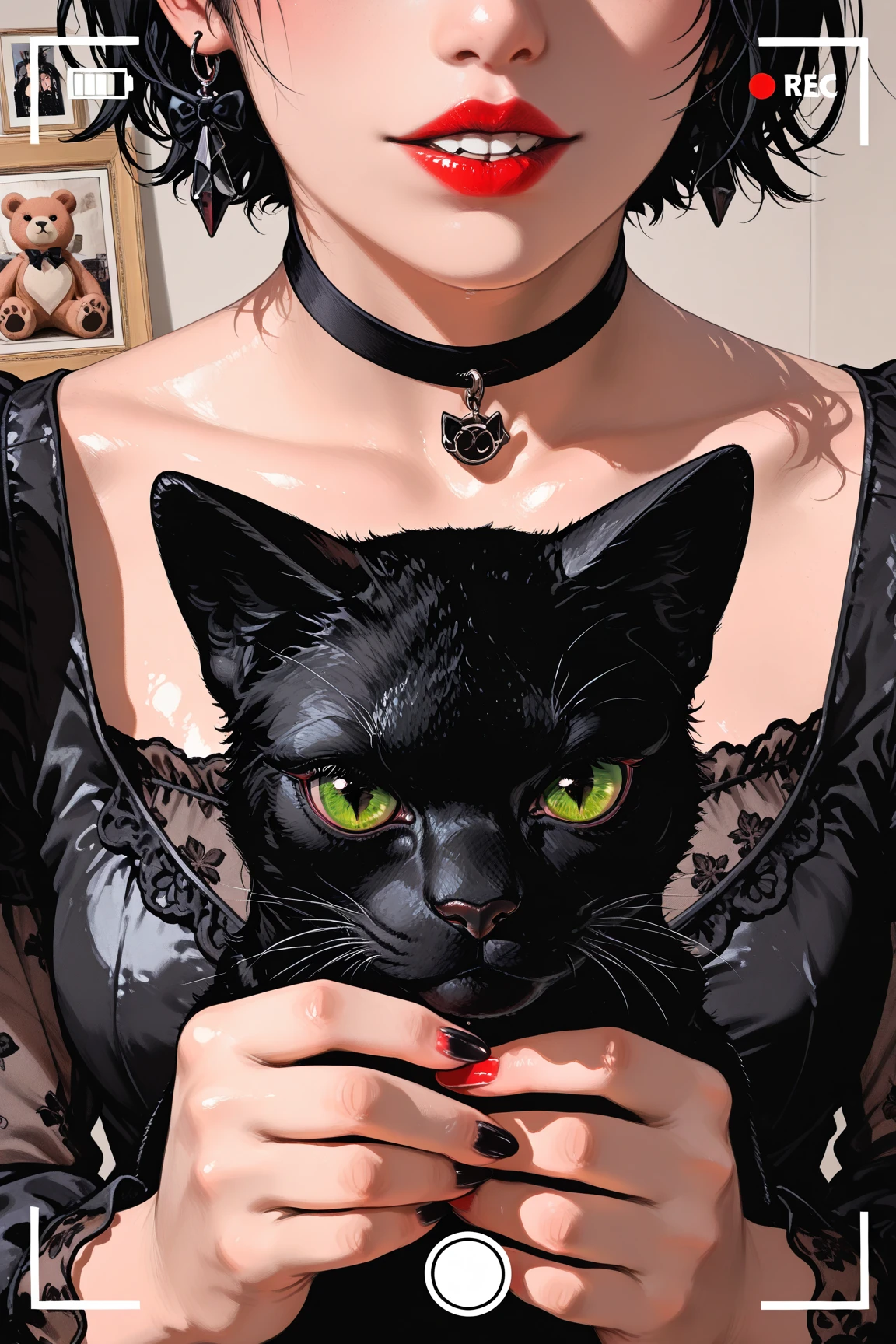 Bela, big breasts and a cat