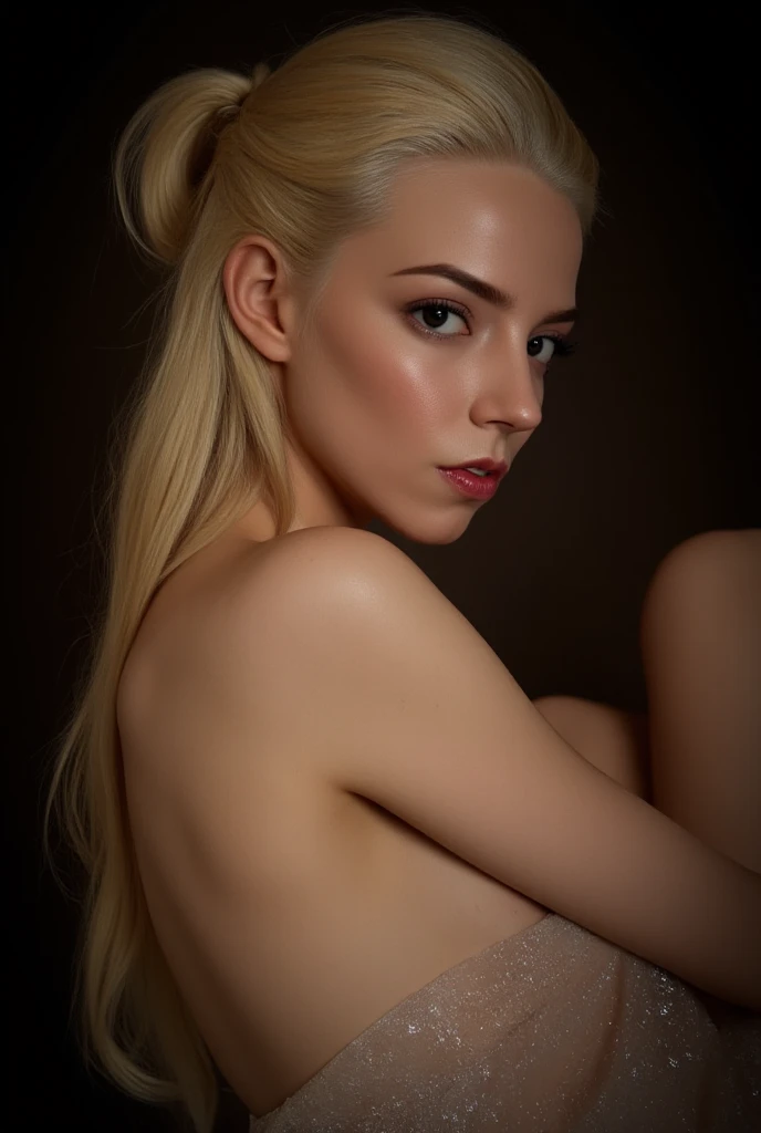 A cyborg girl stands in the center of a large bright studio and is engaged in creating her self-portrait on canvas. She is depicted in all her majestic beauty and elegance. Her metallic skin reflects the light, creating a play of hues and highlights like an expensive piece of jewelry.
Her long metal hair frames her face, giving her a mysterious and alluring look. Her bright eyes, in which light shimmers, stare straight ahead with confidence and the strain of creative inspiration.
The cyborg girl is depicted in a graceful pose, showing off her grace and strength as well as the fine workings of her mechanical limbs. Her hands hold brushes and are immersed in the creative process of creating a stunning work of art.
The outline of the self-portrait she is creating with oil paints is already outlined on the canvas. The drawing begins to come to life under her dexterous fingers, gaining depth and volume, and the coating of color fills the canvas with bright hues and rich colors.
This entire moment is captured in a gorgeous and amazing scenario that combines the beauty of art, power and technological advancement to make the cyborg girl a unique and inspiring image.