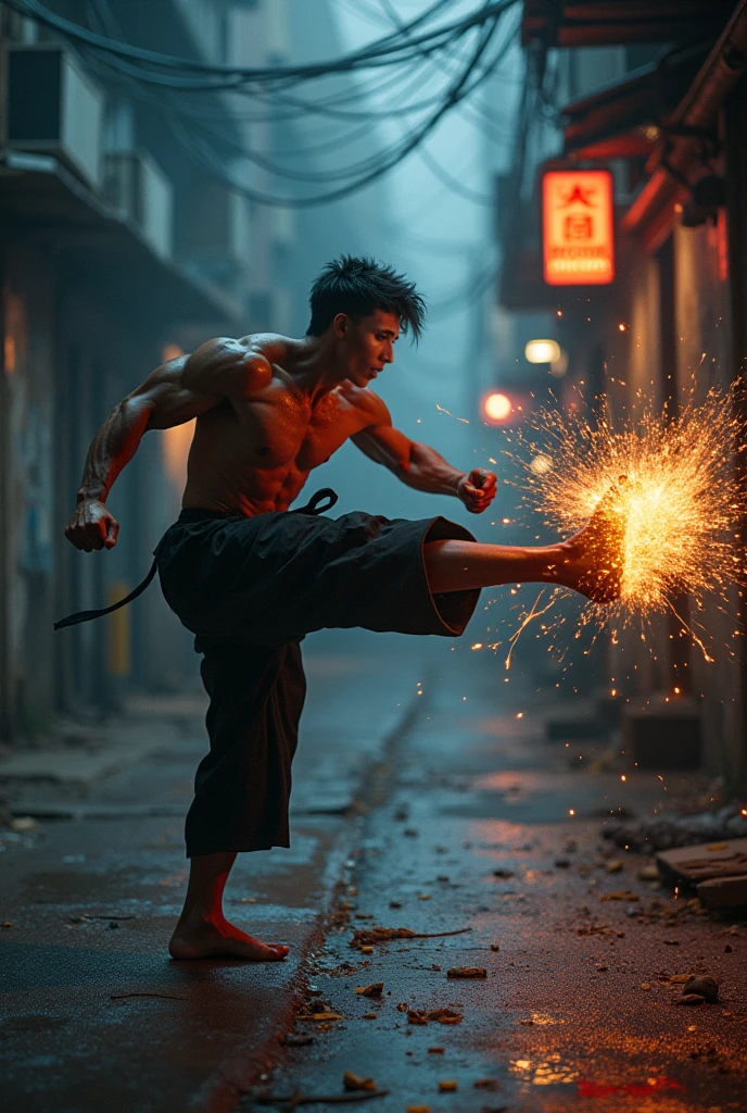 8k,RAW photo, best quality, masterpiece:1.2),(realistic, photo-realistic:1.37), ultra-detailed,full body,Ryu-street fighter,1man,solo,beautiful detailed sky,detailed street,afternoon,handsome detailed eyes,handsome lips,professional lighting, photon mapping, radiosity,physically-based rendering,extremely detailed eyes and face, handsome detailed eyes,light on face,cinematic lighting,1man,full-body shot,punch, jump, shooting fireball from two hand,