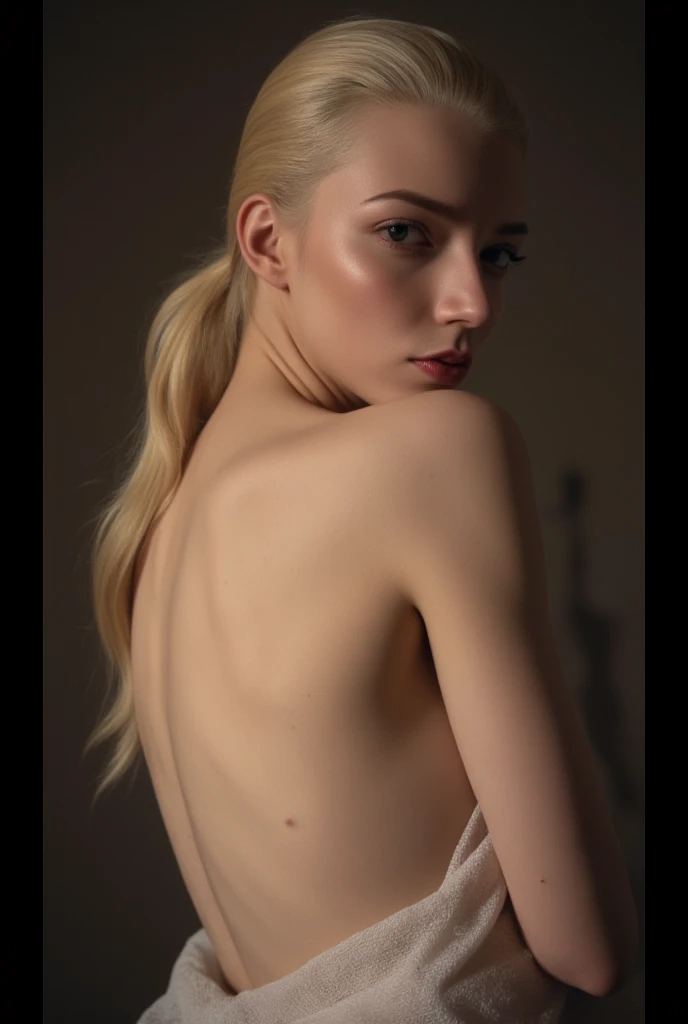 8K, Top Quality, Intricate Details, Ultra Detail, Ultra High Resolution, Masterpiece, close up shot, ((shot from behind, show back, view from behind, shot from behind, taken from behind, )), (Looking back), (full body: 1.1), Slender, Smile, (Makeup: 0.4), ,(( cammy white, blonde hair, bangs, short hair, blue eyes, antena hair, abs, scar on cheeks)), (Fluffy Eyes: 1.21), (()), 1girl, solo, 1 girl, (( wind blow, strong wind, wind blow hair, wind blow )))), close up shot, , ((tall)), (((fit body))), (((slim face))), sharp face, (()) ,(detailed face), sharp face, small lips, , ,((,)) ,, ,
((, )), , ((naked, nude, )), detailed face, detailed breast, large breast, huge breast, detailed ass , detail nipples ,, Narrow Waist, Skinny, tall , 190 cm tall, Muscular, Navel, Exposed Abdomen, Pointed Chest,, Beautiful girl with accentuated slender abs: 1.4, Six Pack Abs: 1.4, , Perfect Body, detail legs, (( dark background)), black background, ((shot from behind, show back, view from behind, shot from behind, taken from behind, )), (Looking back),