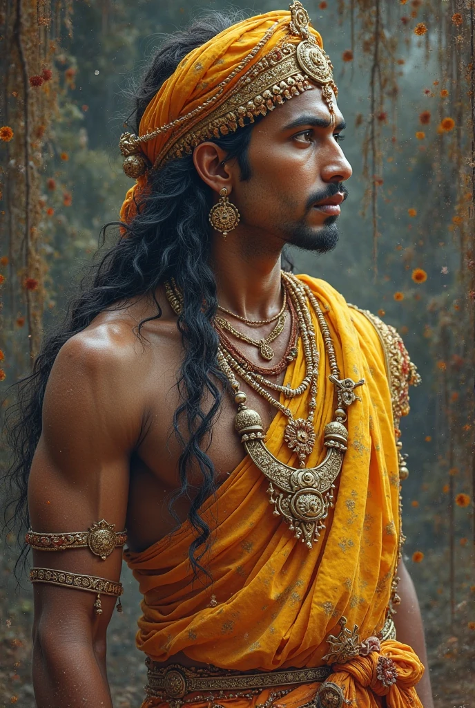 ((best quality)), ((masterpiece)), (detailed), Beautiful indian man , thin , ancient times , shingar