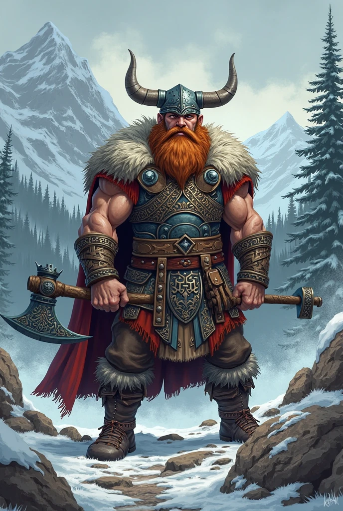 A Viking all bruised up and thumbs up pose ..cartoon style