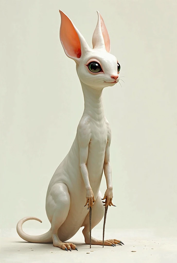 (slugcat:1.2), (tail:1.2),  standing, looking at viewer,white body, black eyes,(raining:1.1),character focus, cave <lora:slugcatv1.1:1> , highres,(intricate details:1.2),(perfect details), unity CG 8K wallpaper,