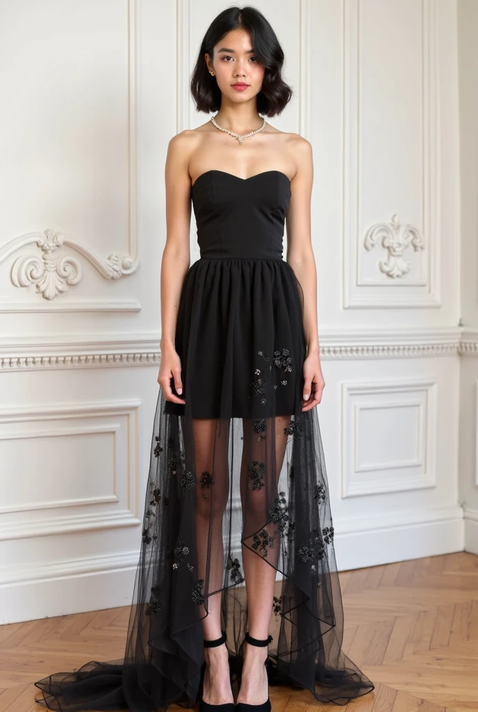 Kristina Pimenova in black lingerie and Christian Louboutin heels