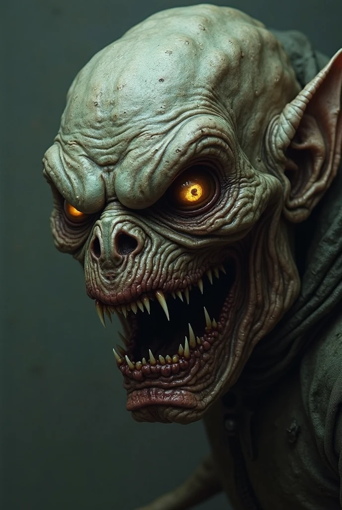 A creepy troll face with red laser eyes