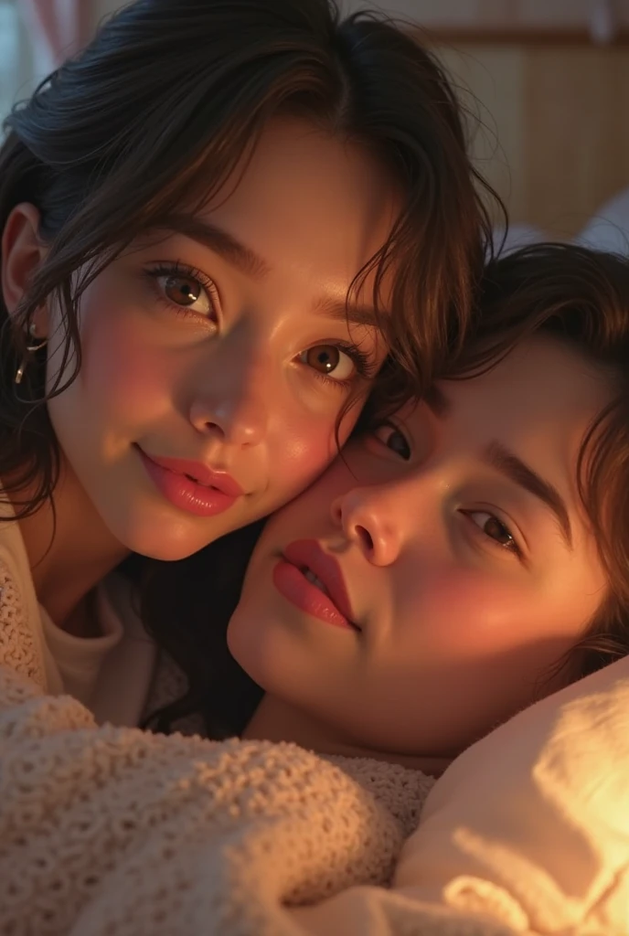 Nikon RAW photo,8 k, Fujifilm XT3,masterpiece, best quality, realistic, photorealistic, (lying on bed),(bed sheet),(Lie on the pillow),(smirk:1.1),best quality,(detailed facial features),(eyelashes:1.1),(depth of field:1.1), (chromatic aberration:1.1), (caustics:1.1), nvshen