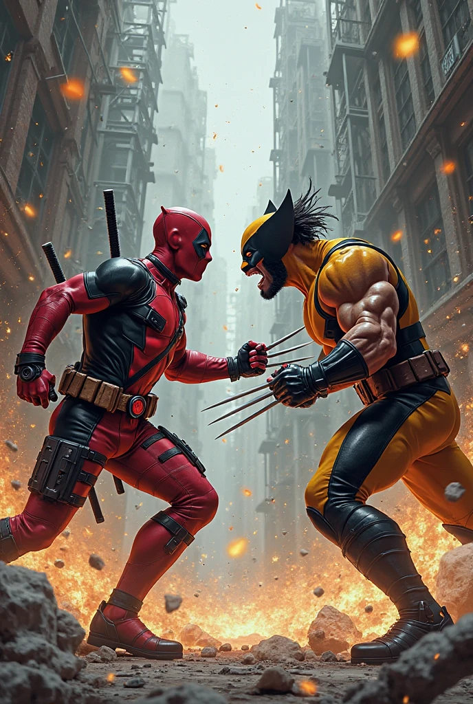 Deadpool. And Wolverine grabs in the middle a round logo with red and black color with the letter DUFF and Outside the letter WORD and several cans of Duff beer