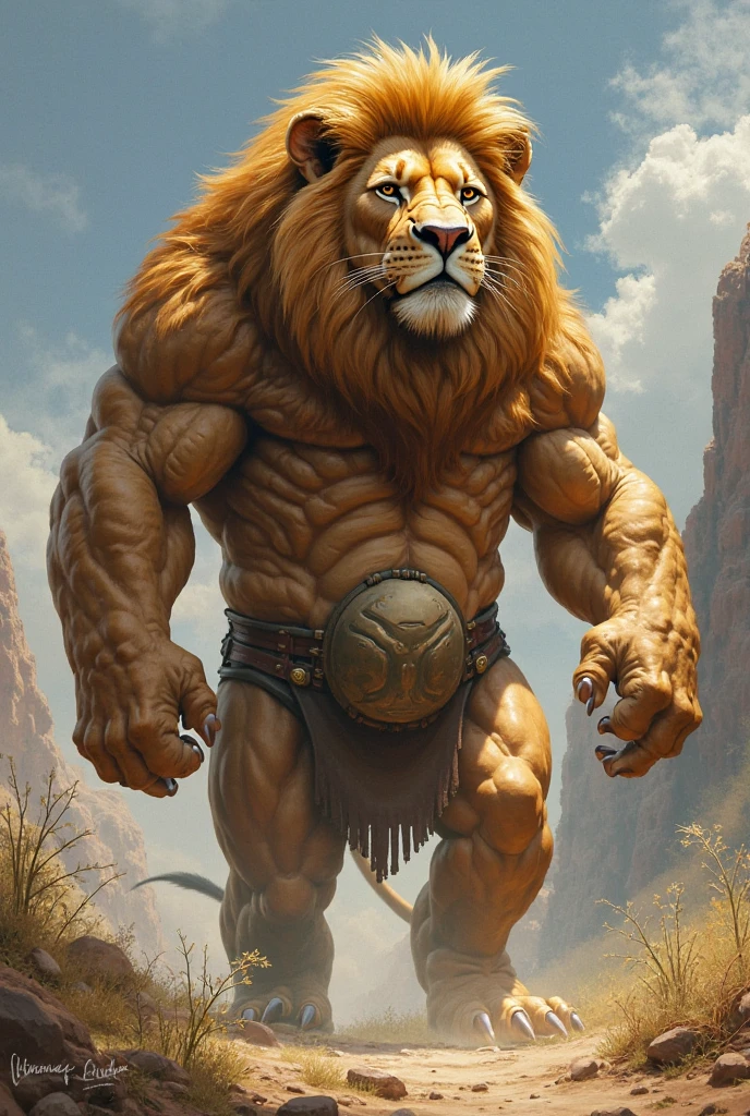 (masterpiece,Highest quality,Super detailed,Perfect Anatomy),kemono,Sharp focus,by taran fiddler,alone,Humanity,Observe the audience,fine grain,whole body,penis,Lion,Lion