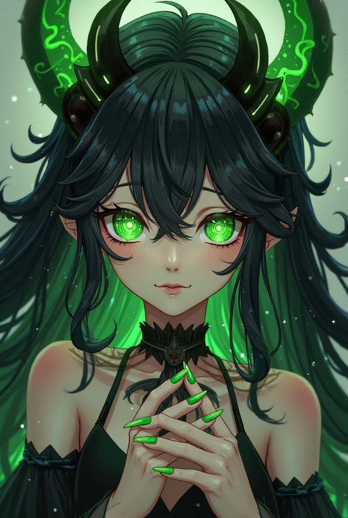 absurdrez, ((best quality)), ((masterpiece)), (detailed), dark gothic horror style, Halloween style, very small slime girl, (green skin), pointy ears, short purple hair with black streaks pixie hairstyle, aloof expression, looking down on viewer, bright red eyes, superior attitude, sassy, smug, floating on her back in a pool of green slime, floating in slime, made of slime, dripping slime
