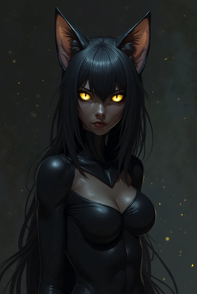 one girl, fox ears, , pure, cute naked, topless, a cat human Mix, human Body, big tits, furry skin, hairy nose , whiskers big eyes, black fur, Cat eyes, hybride 30 % Leopard an 70 % human, Sharp fangs, mouth Open, drooling, tail, Latex