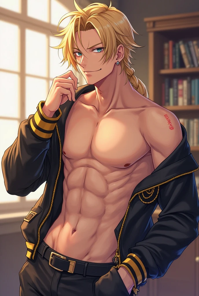 (1boy,masculino),Menino de anime musculoso em academia